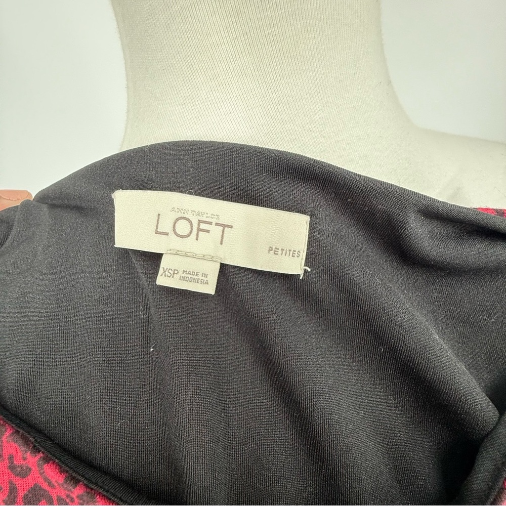Ann Taylor LOFT Leopard Print Pink & Black Dress w/Gathered Waist Sz. XSP - Picture 4 of 5